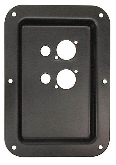 5 X 7 RECESSED JACK DISH W/1/4'' JACK HOLES + XLR HOLES, BLACK - RH-3005-4BK