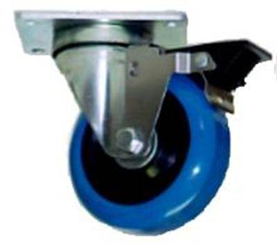 4 INCH POLYURETHANE CASTER, SWIVEL W/BRAKE - RH-9000-BLUE-BRAKE