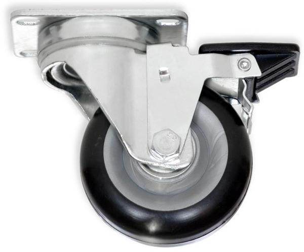 3-1/2'' PRO SERIES SWIVEL CASTERS POLYURETHANE, BLACK W/BRAKE - RH-9002-BLACK-BRAKE