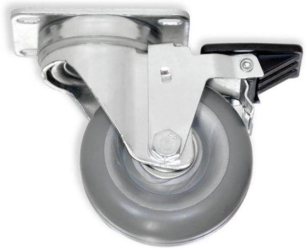 3 1/2'' PRO SERIES SWIVEL CASTERS POLYURETHANE, GREY W/BRAKE - RH-9002-GREY-BRAKE