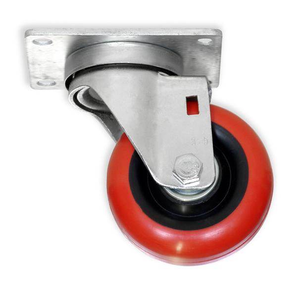 3 1/2'' PRO SERIES SWIVEL CASTERS POLYURETHANE, LARGE TOP PLATE, RED - RH-9002-S-RED