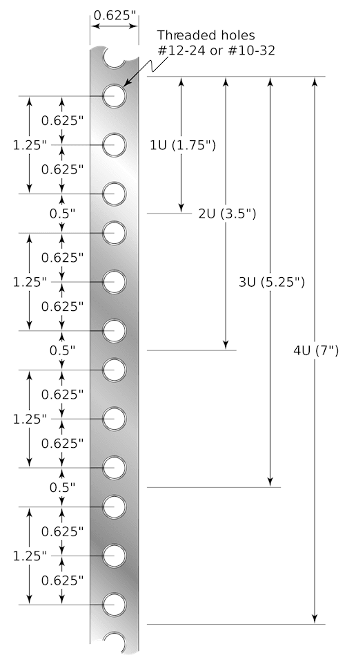 PAIR, RACK RAIL, FULL HOLE, PRE-CUT, 8 SPACE, 14.00 INCHES LONG - RH-8-SRR