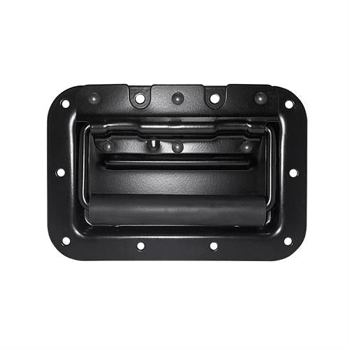 Black road case hardware handles with mounting holes and sturdy grip for secure transport cases