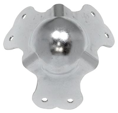 Galvanized steel corner protector with rounded dome and pre-drilled holes for mounting