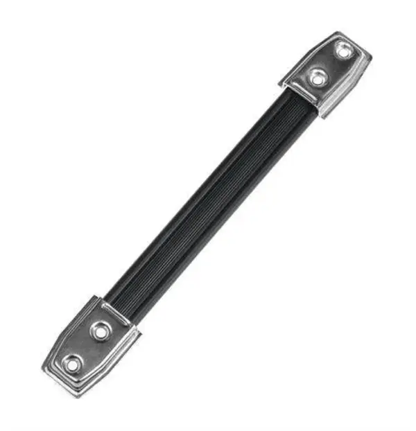 Black ribbed replacement strap handles for speaker cabinets with chrome mounting end plates