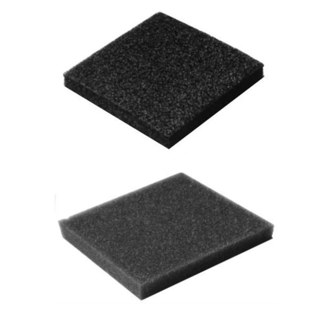 Black foam inserts for road cases in square shapes for protective cushioning and equipment safety