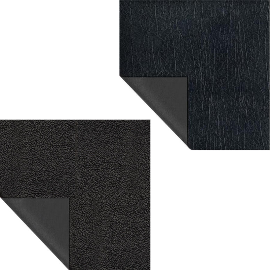 Black tolex vinyl covering sheets with textured surfaces shown in Fender and Gibson style designs