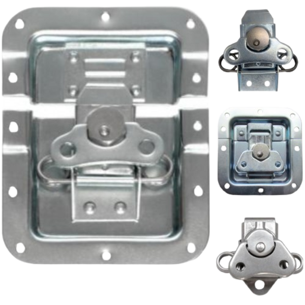 Recessed draw and butterfly heavy duty latches for flight and transport cases in zinc finish